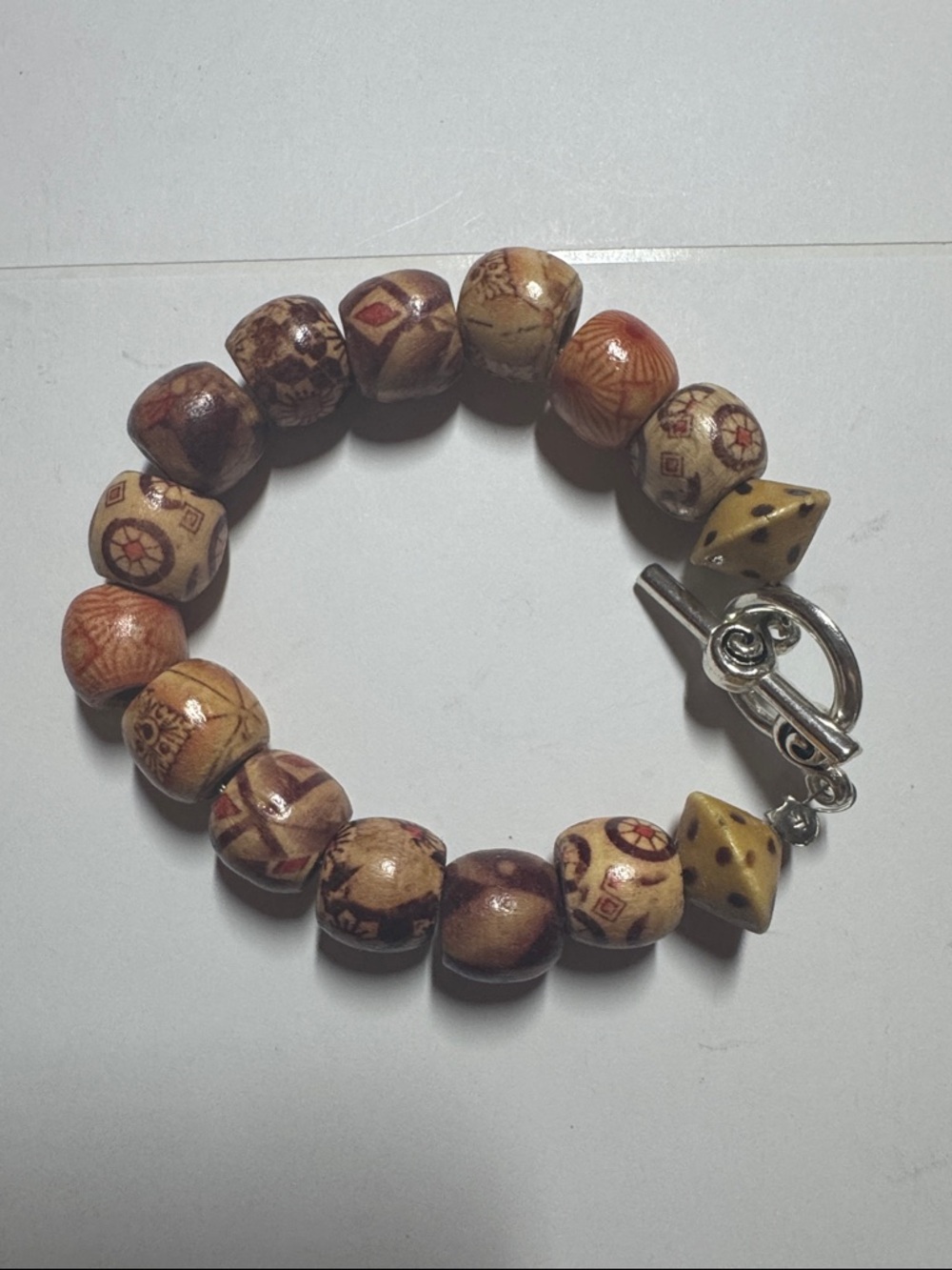 Beaded Stretch Bracelet in Natural Wood Tones